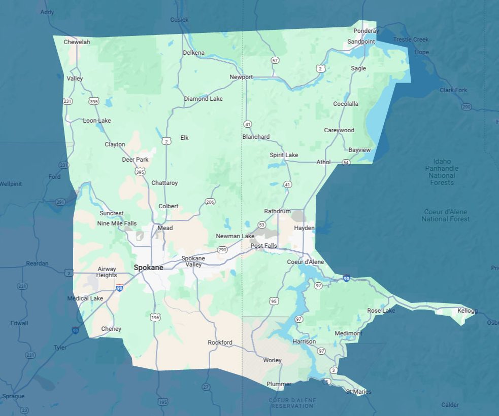 Coverage map for Rapid Response Restoration East Washington and North Idaho