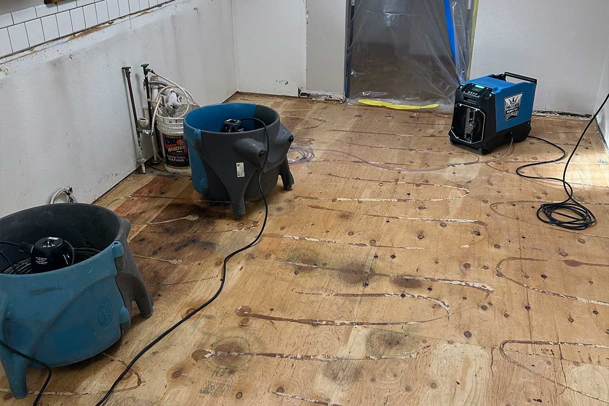 Kitchen during Rapid Response Restoration