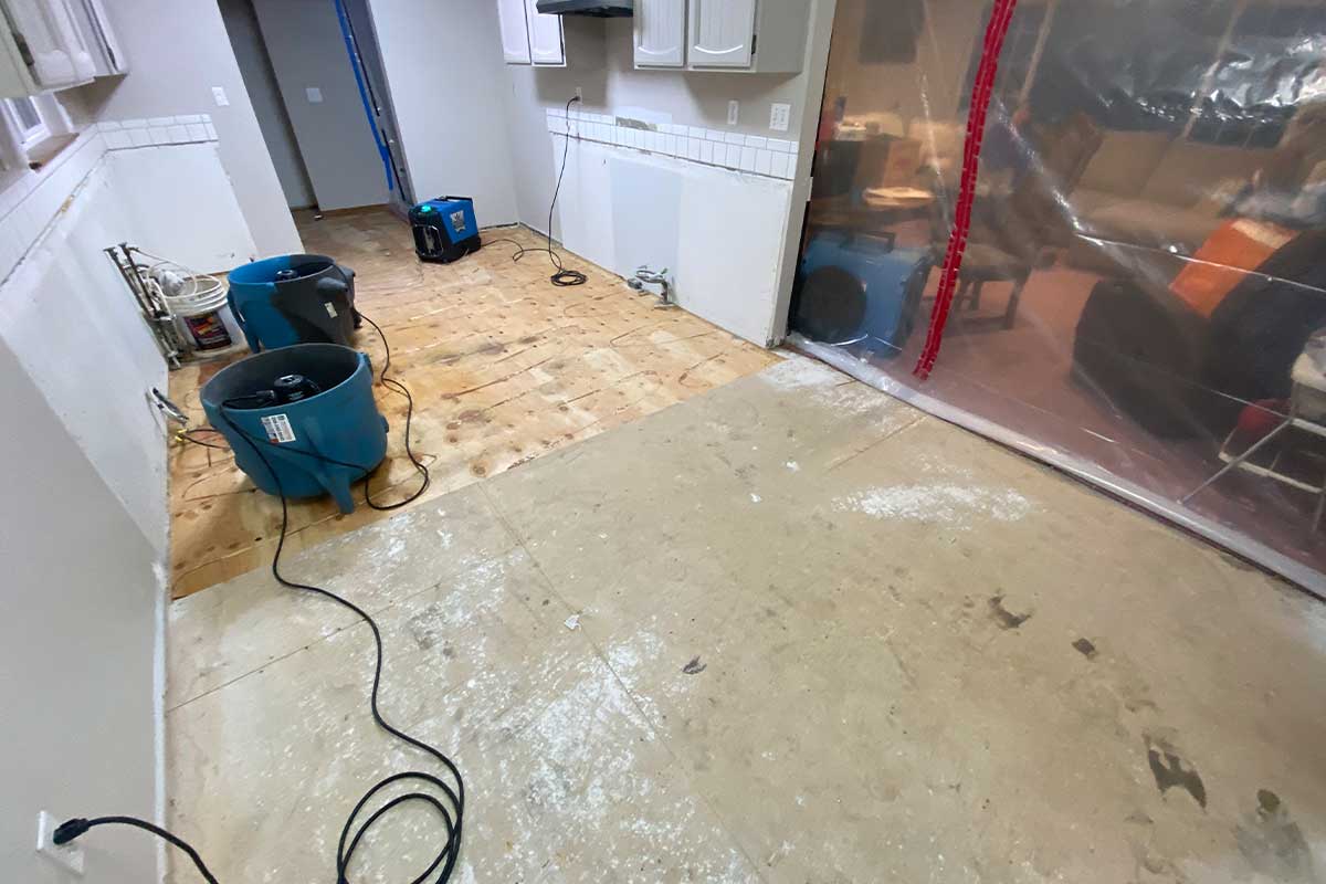 Kitchen during Rapid Response Restoration