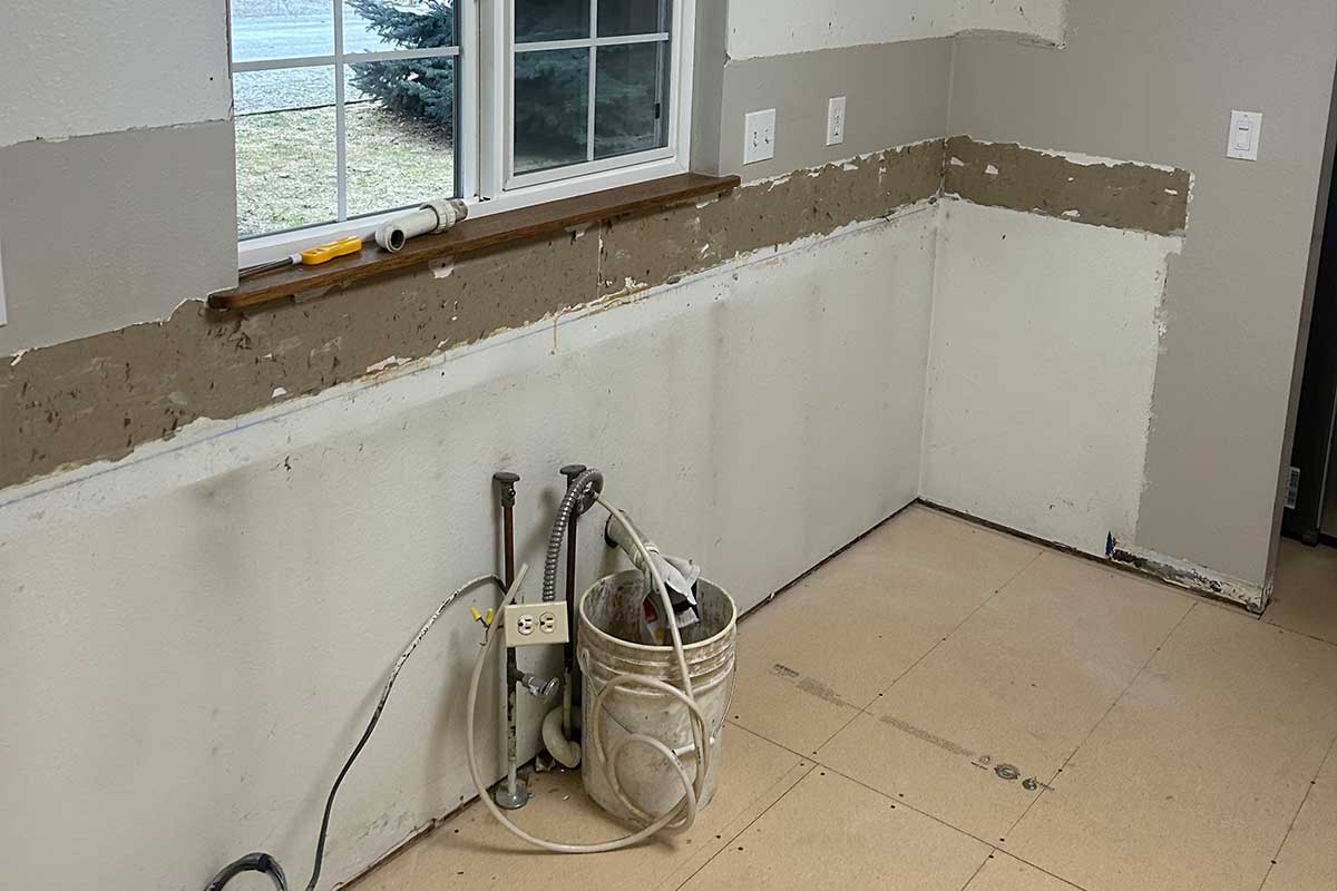 Kitchen during Rapid Response Restoration